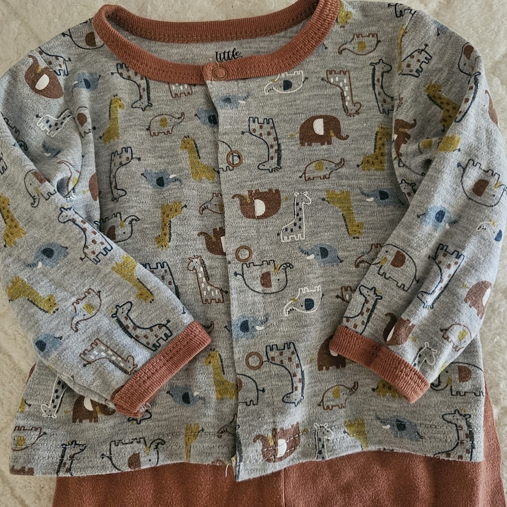 Little Me Kids Animal Print Matching Set - Gray and Brown - Picture 2 of 5